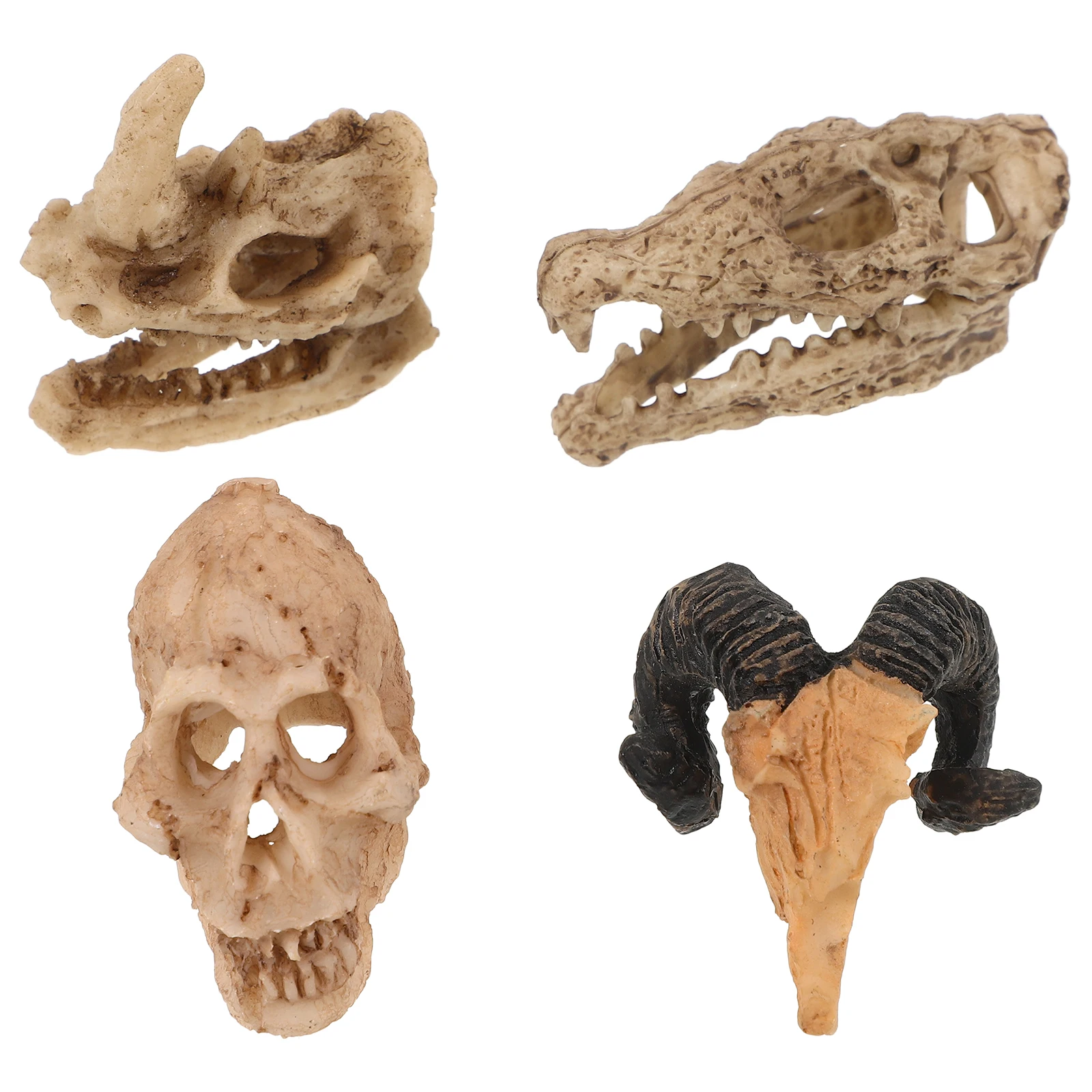 

4pcs Resin Skull Reptile Hide Cave Tank Decoration Pet Shelter Ornament For Lizards Frogs Turtles Reptile Cave Adornment