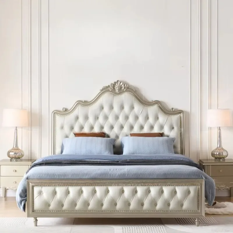 

Storage High End Double Bed Wood Modern White Luxury Aesthetic Bed Frames Queen Design European Letto Matrimoniale Furniture