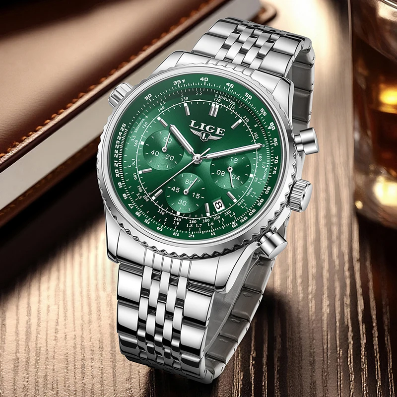 LIGE Chronograph Quartz Wristwatch Men Fashion Military Waterproof Men's Watches Outdoor Sports Luminous Watch Men Montre Homme