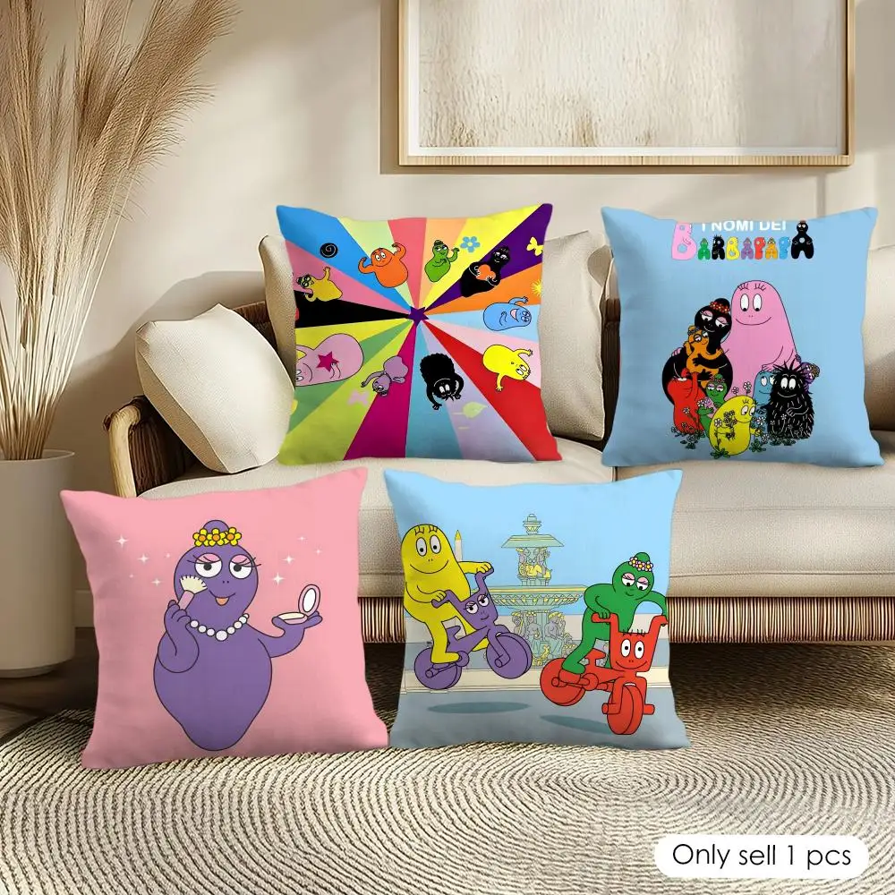 B-Barbapapa Exquisite Cushion Cover Soft Short Plush Pillow Cover Smooth Cozy Texture Aesthetic Cushion Case Home Decor