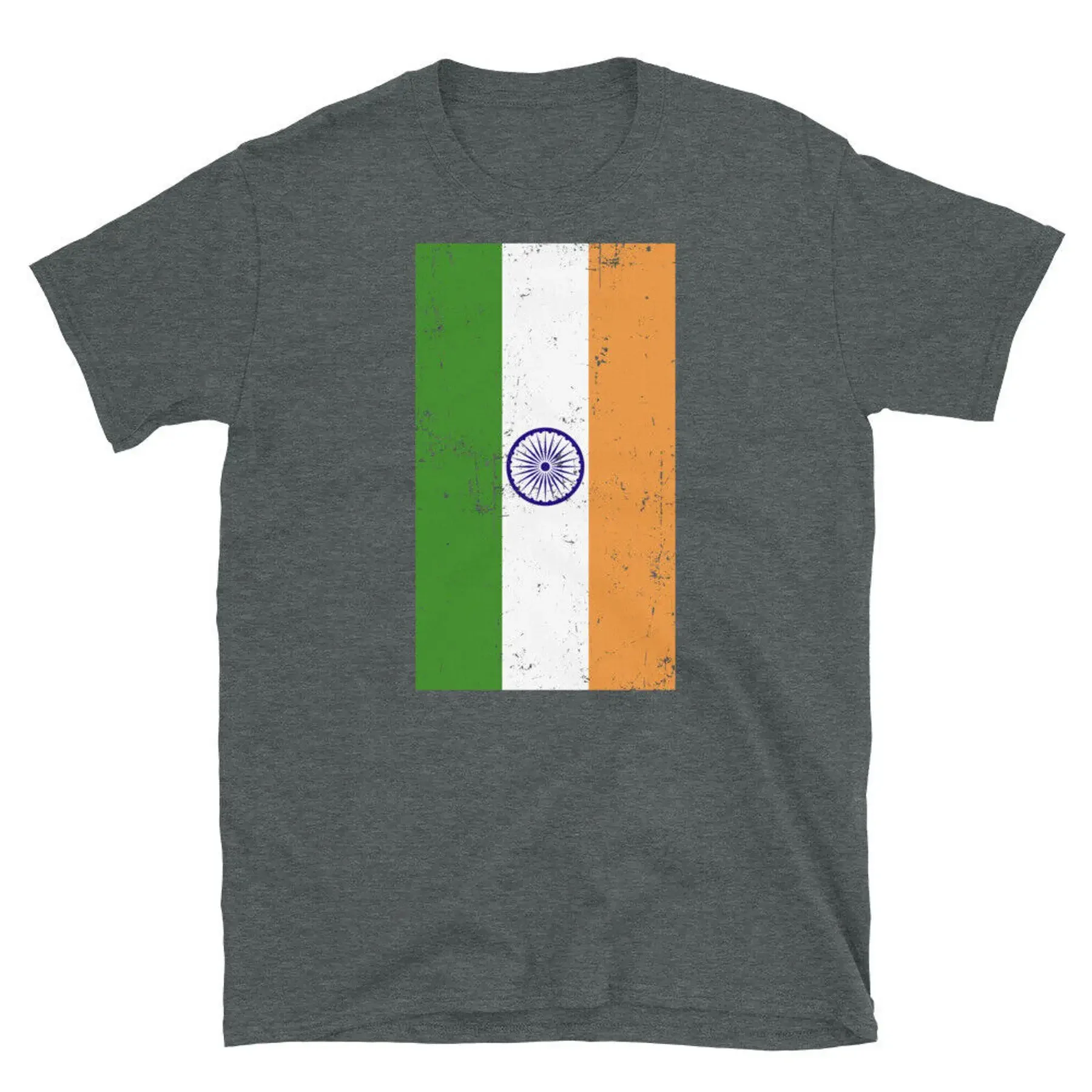 República de la India nueva camiseta unisex de manga corta con bandera desgastada de Delhi