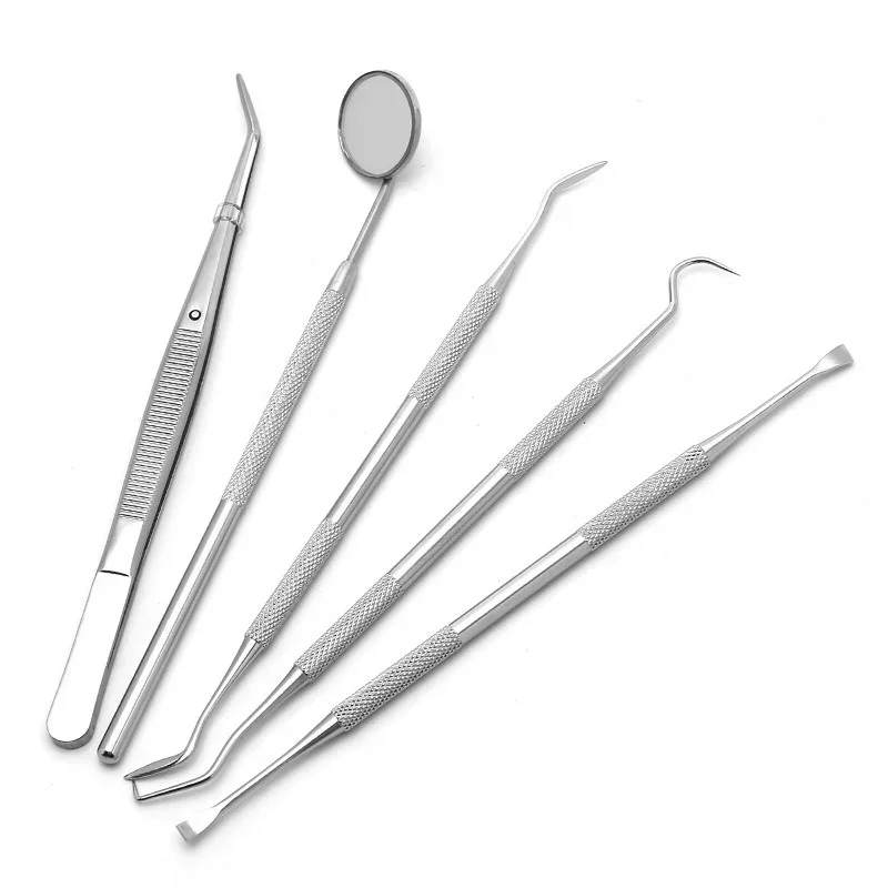 Dental Mouth Mirror Stainless Steel Tweezers Elbow Probe Dentist Instrument Teeth Cleaning Whitening Dentistry Tools Set