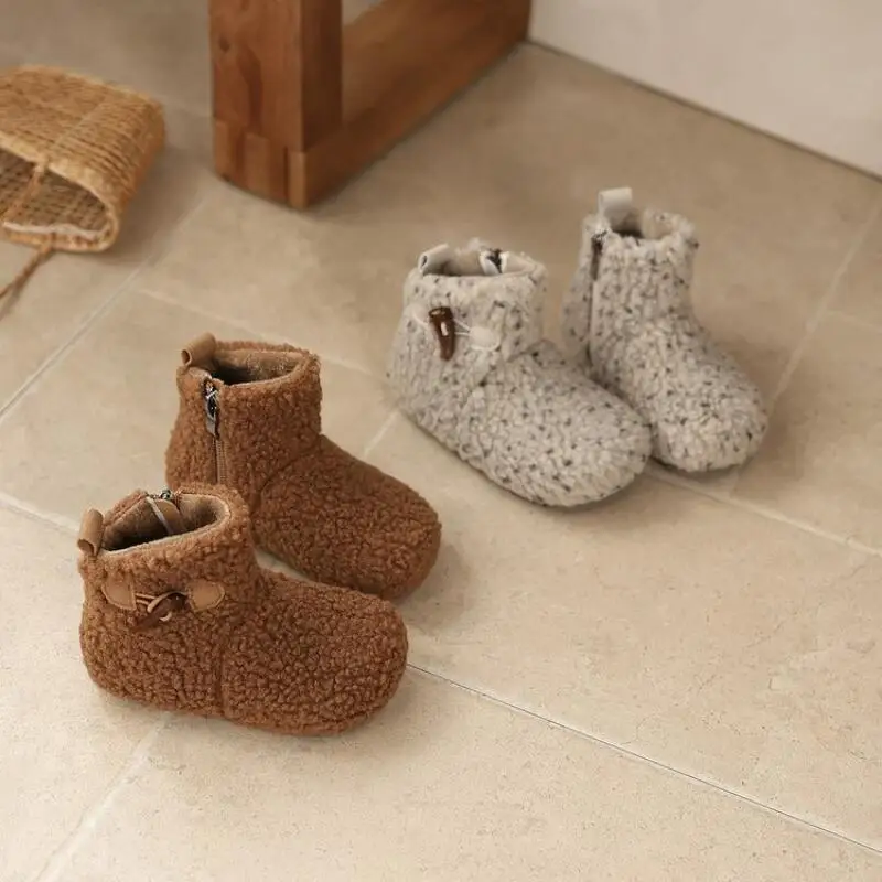 

Girl Thicken Ankle Boots Fleece-Lined Anti-Slippery Winter Keep Warm Child Cotton Shoes Outdoors Kawaii Fashion New Casual Shoe