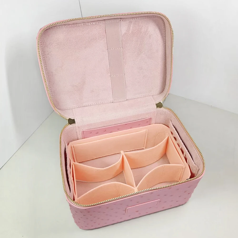 Kosmetiktasche mit individuellem Namen für Frauen, großes Fassungsvermögen, Kulturbeutel, Tasche für Reisen, tragbar, handgehalten, Make-up-Organizer aus Leder – Detail 16