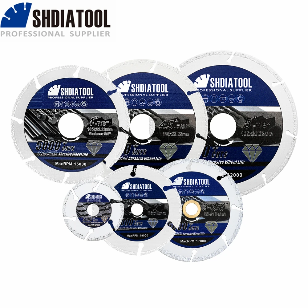 

SHDIATOOL 1pc Diamond Saw Blade Cutting Steel Iron Rebar 50/75/85/105/115/125mm Cutter Plate Angle Grinder Metal Cutting Disc