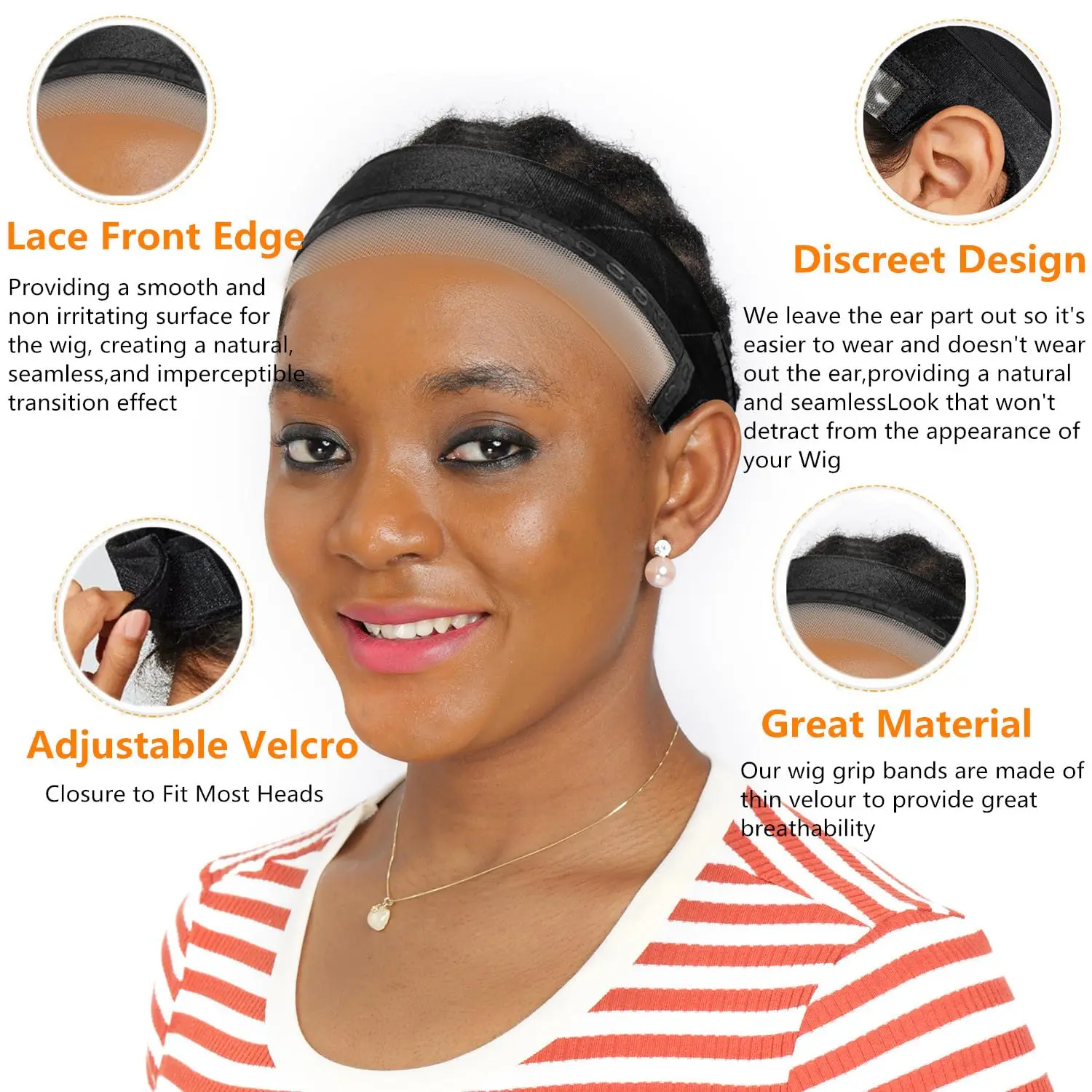 شريط قبضة الشعر المستعار - شريط شعر مستعار قابل للتنفس للشعر المستعار بدانتيل أمامي، شريط شعر مستعار قابل للتعديل مع شريط سيليكون غير قابل للانزلاق حافة دانتيل طبيعي للشتاء #5