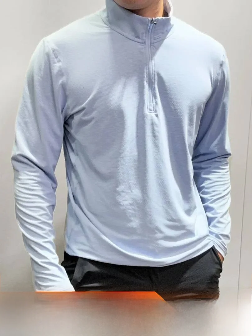 Functionality Meets Style: Men's Breathable Moisture-Wicking 3D-Cut Spring/Autumn Training Base Shirt Half-Zip Casual Wear
