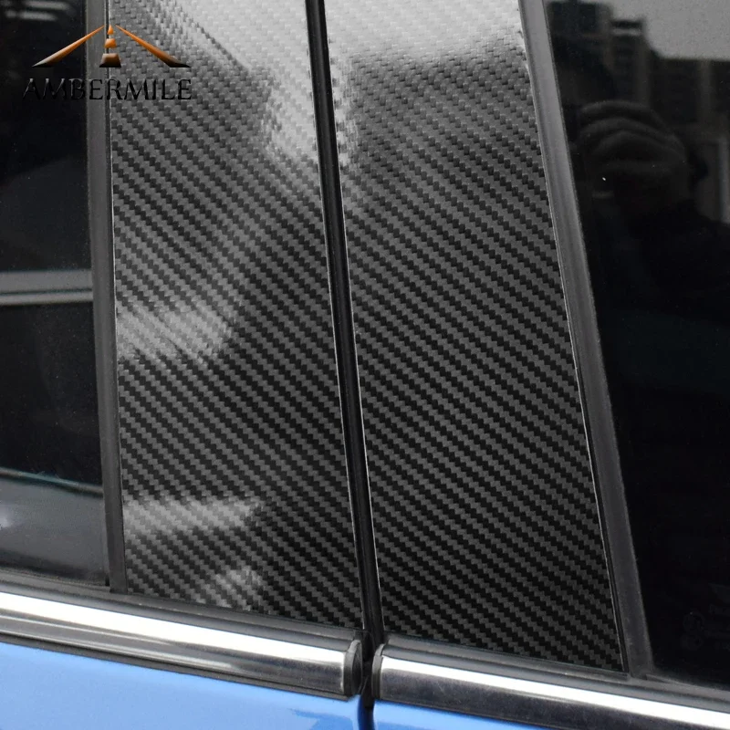 Carbon Fiber B C Pillar Cover Trim Window Mouldings Car Protector Stickers For Mini Cooper Countryman R60 High Quality Accs