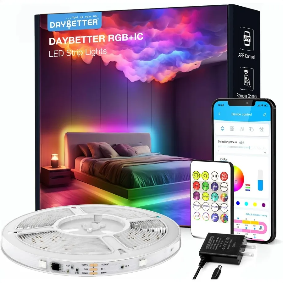 

Smart IC LED Strip Lights BGRIC LED Lights for Bedroom DIY Multiple Colors on One Line App Control Color Changing Strip Lightin