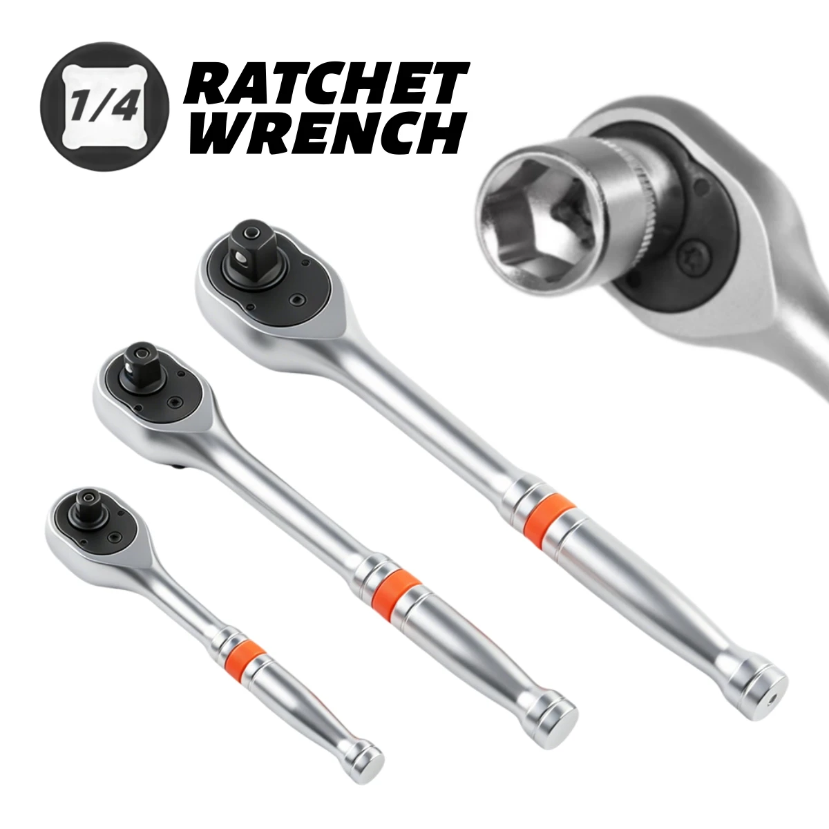 72 Tooth Quick Release Ratchet Wrench Set 1/4'' Drive Socket Wrench Kit for Bicycle Home Appliance Car Hand Repair Tools