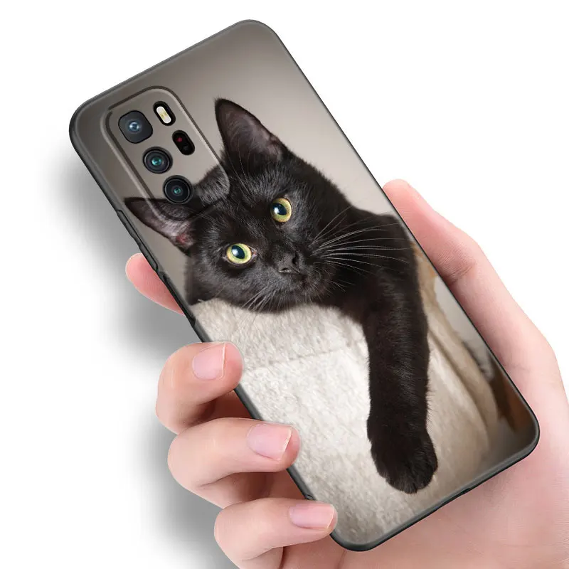 Black Cat Staring Eye On Black Silicone Phone Case For Xiaomi Redmi Note 10 11 11S 12 13 4G 8 9 11T Pro 5G Plus 8T 9S 10S 12S