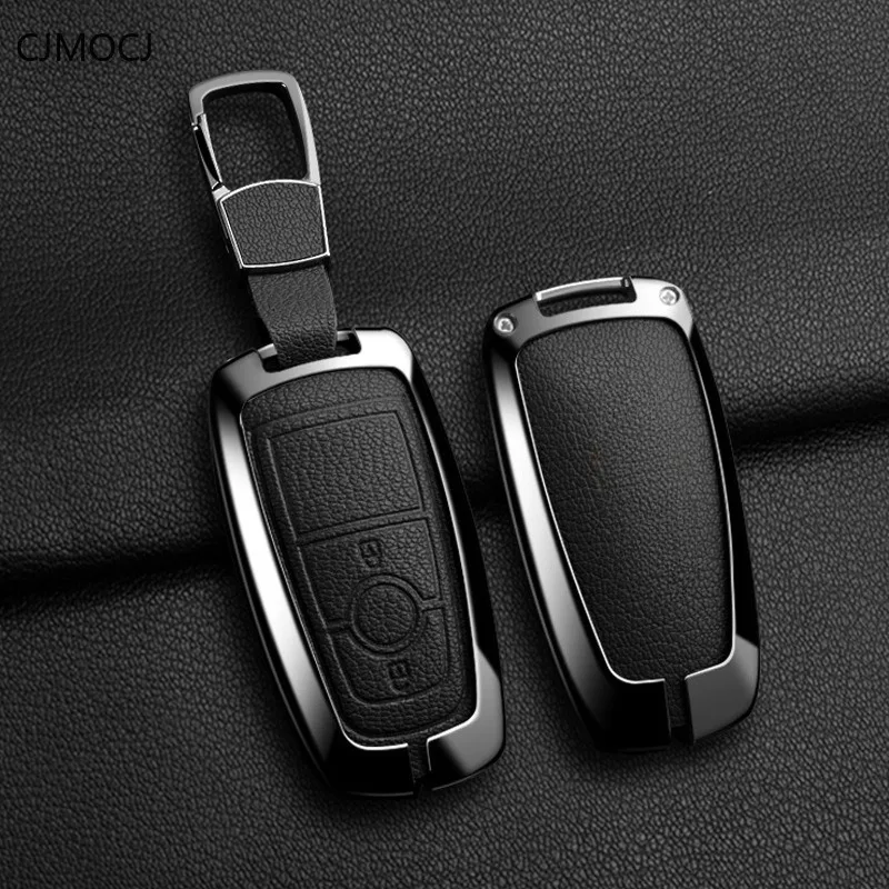 حافظة غطاء مفتاح من سبائك الزنك الفاخر لسيارة Ford Mondeo/Escape/Edge/Explorer/Focus (2023 موديلات) - سلسلة مفاتيح واقية على شكل قذيفة مفتاح فوب