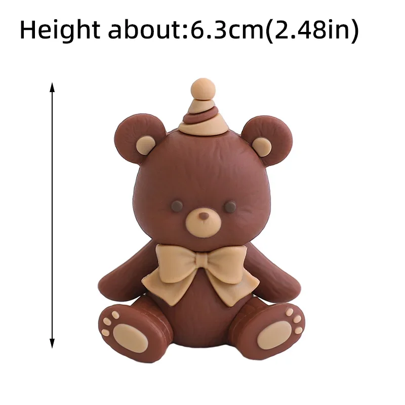 Niedlicher 3D brauner Bären-Kuchenaufsatz mit Schleife für Valentinstag, Geburtstag, Babyparty, Jungen, Mädchen, Jubiläum, Party, Kuchendekoration, Zubehör – Detail 11