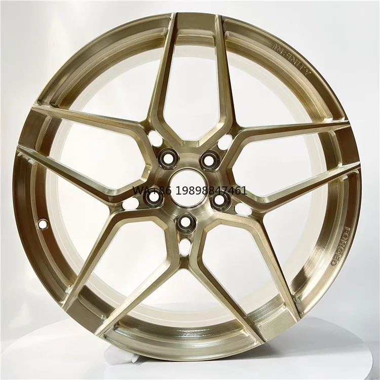 

Color Wheels Sport Style CNC Aluminum Alloy Car Rims Gold Forged Five Spoke Brushed 25mm 100mm Sizes Passenger Cars New 4 Pieces
