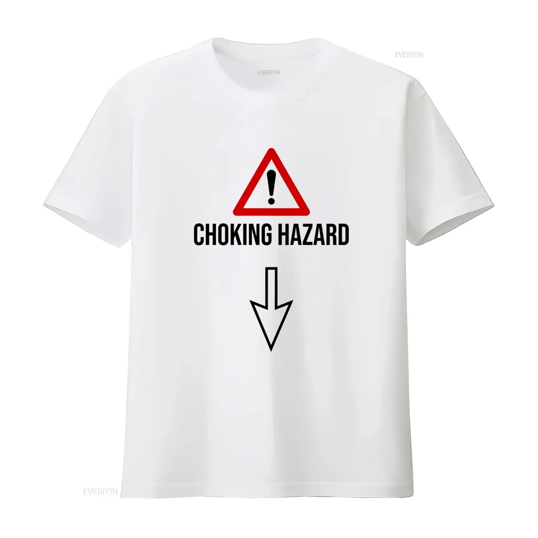 Choking Hazard Warning Sign Offensive Funny T shirts for Shirt vintage Washed designer clothes Slightly Stretched homme