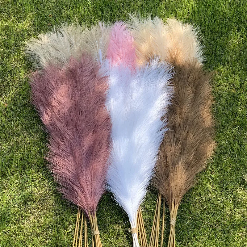 100-120cm Big Silk Pampas Grass Flowers Pantas Artificiales Para Decoracion Simulation Plants for Home Decor Wedding Decoration - view 4