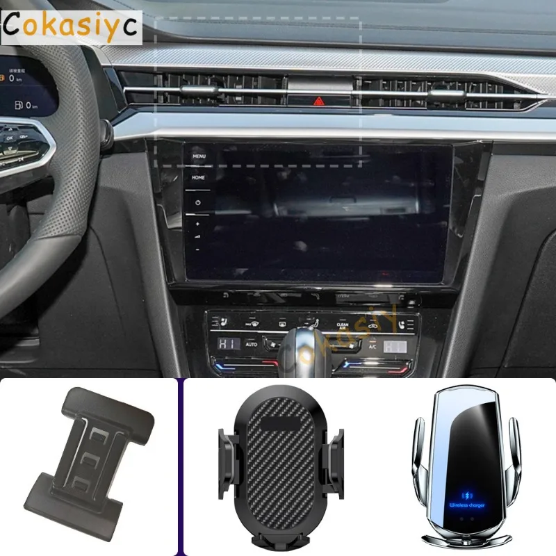 Suporte de Telefone para Carro Volkswagen VW CC 2021 2022 2023, Suporte para Celular com Carregamento Sem Fio, Base Fixa Especial, Acessórios
