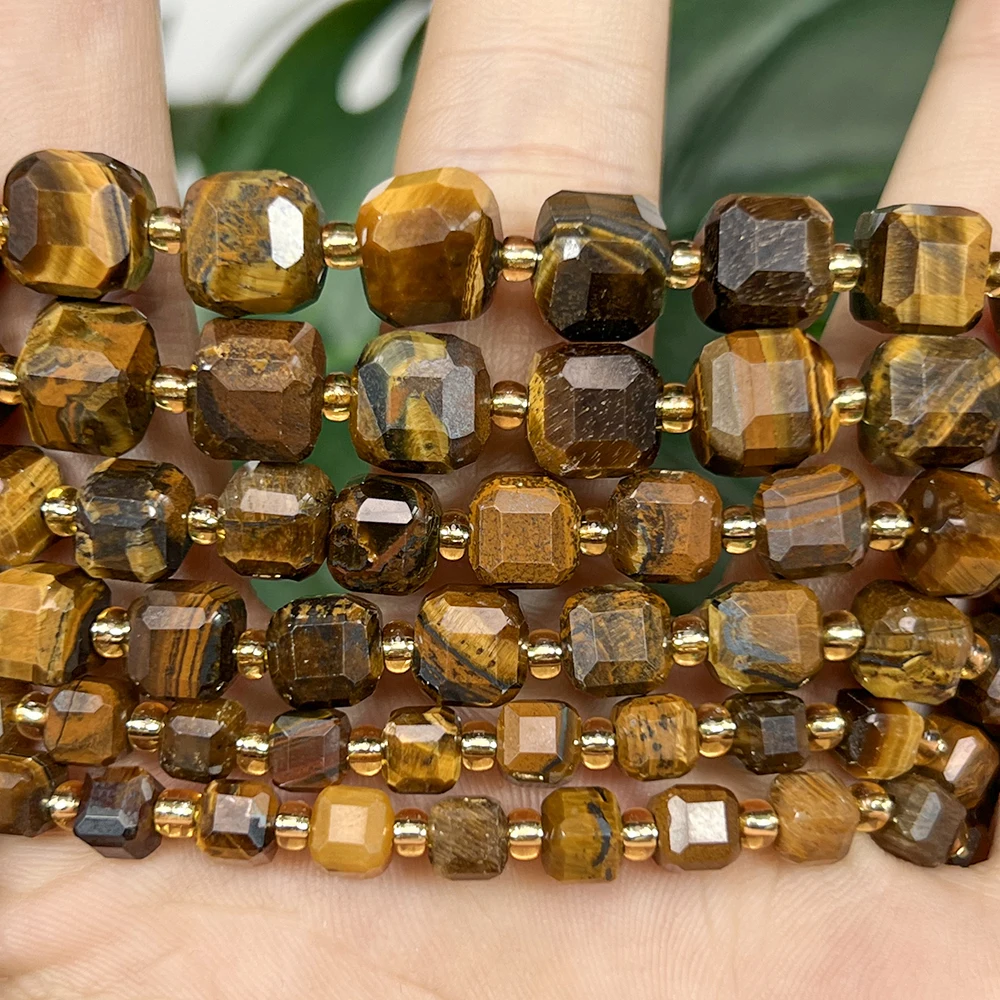 6/8/10 mm natürliche, gelbe Tigeraugen-Steinperlen in quadratischer Form zum Basteln von Schmuck, für DIY-Armbänder, Halsketten und andere Accessoires, DIY-Zubehör, 15 Zoll. – Detail 4