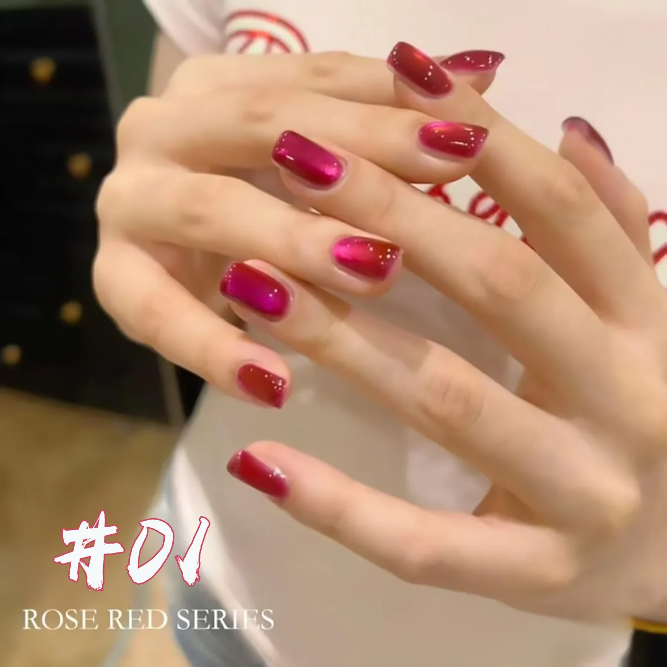 WS 1Pcs 2026 New Strawberry Gummy Cat Eye Nail Gel Glitter Pink Diamond Gel for a Bright Look, Perfect for Nail Art