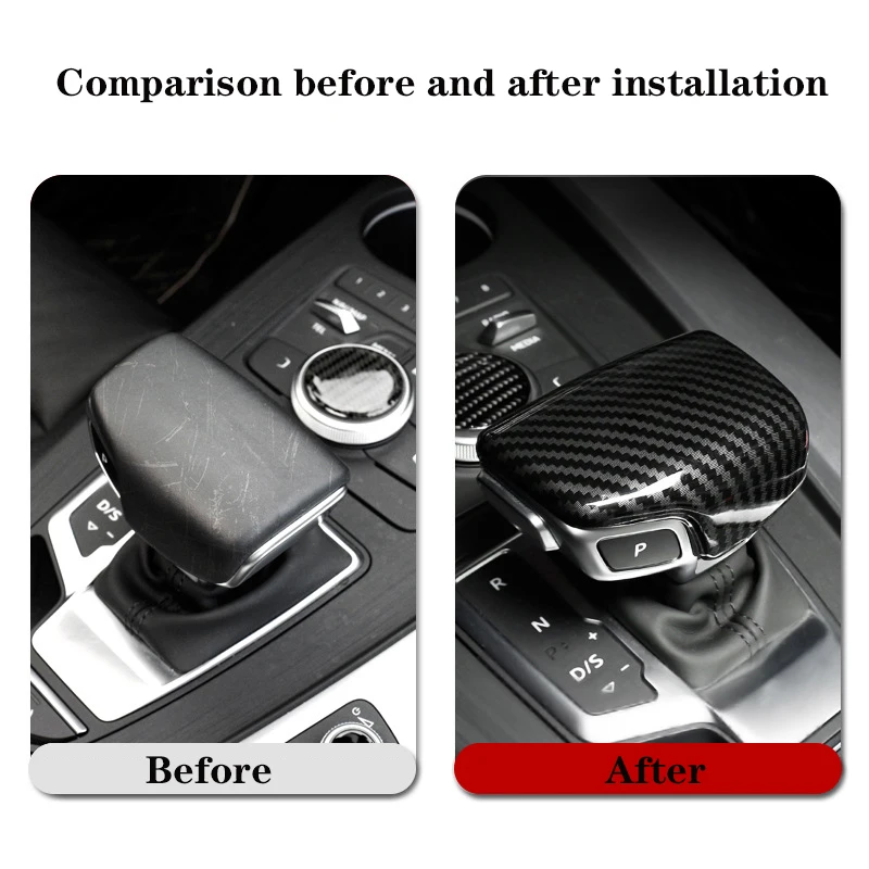 For Audi A4 B8 A5 A6 C7 A7 Q5 Q7 2012 2013 2014 2015 2016 LHD AT Carbon Fiber Gear Shift Knob Cover Trims Car Handbrake Sticker