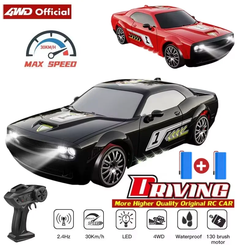 4WD Drift Racing RC Car with LED Light High Speed 2.4G Radio Remote Control 4x4 Race Sports Cars for Kids Toy Gift
