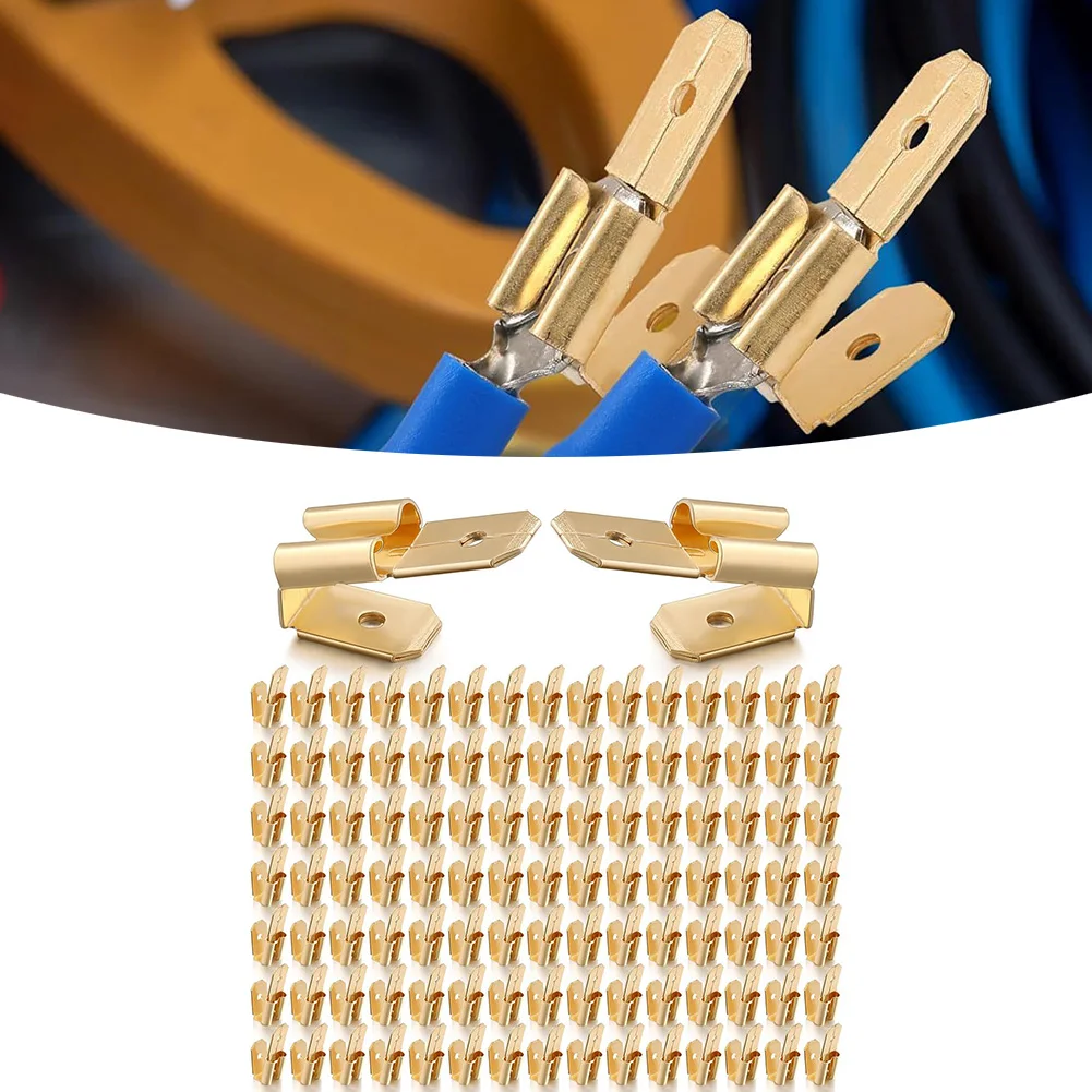 

Портативные латунные соединители-лопатки (100 шт.) для неизолированных проводов: простое подключение и отключение