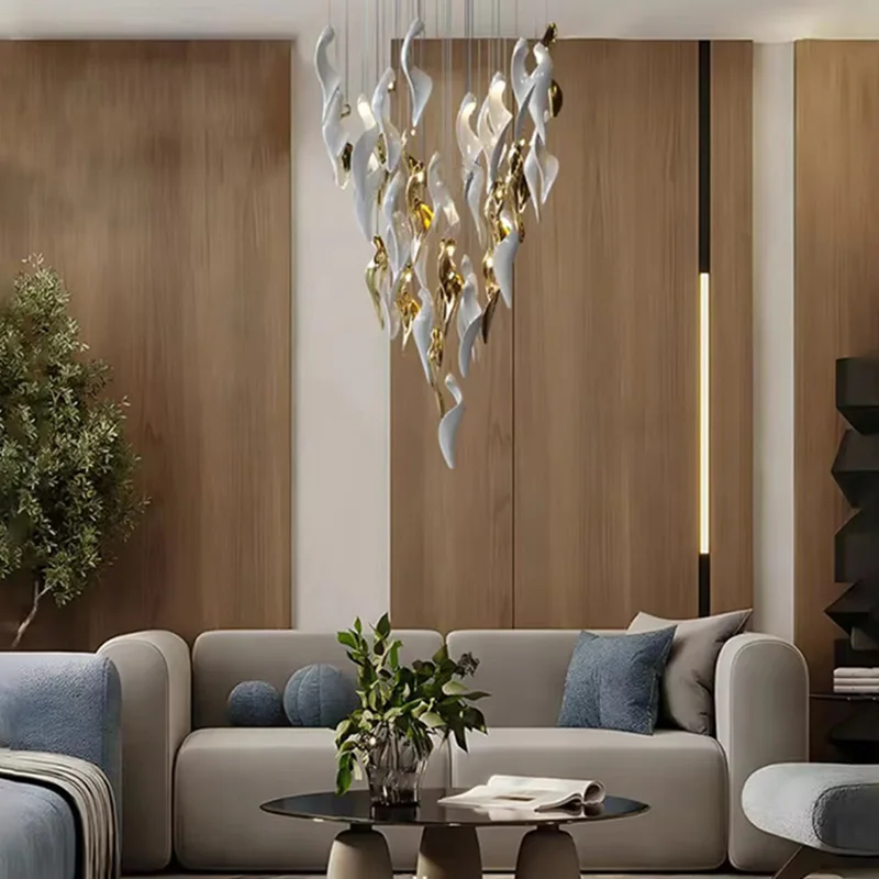 

2025 New Nordic Green Spiral Lustre Chandelier, Dimmable Custom Hardware Pendant Lamp for Mall, Fashionable Light for Ceilings