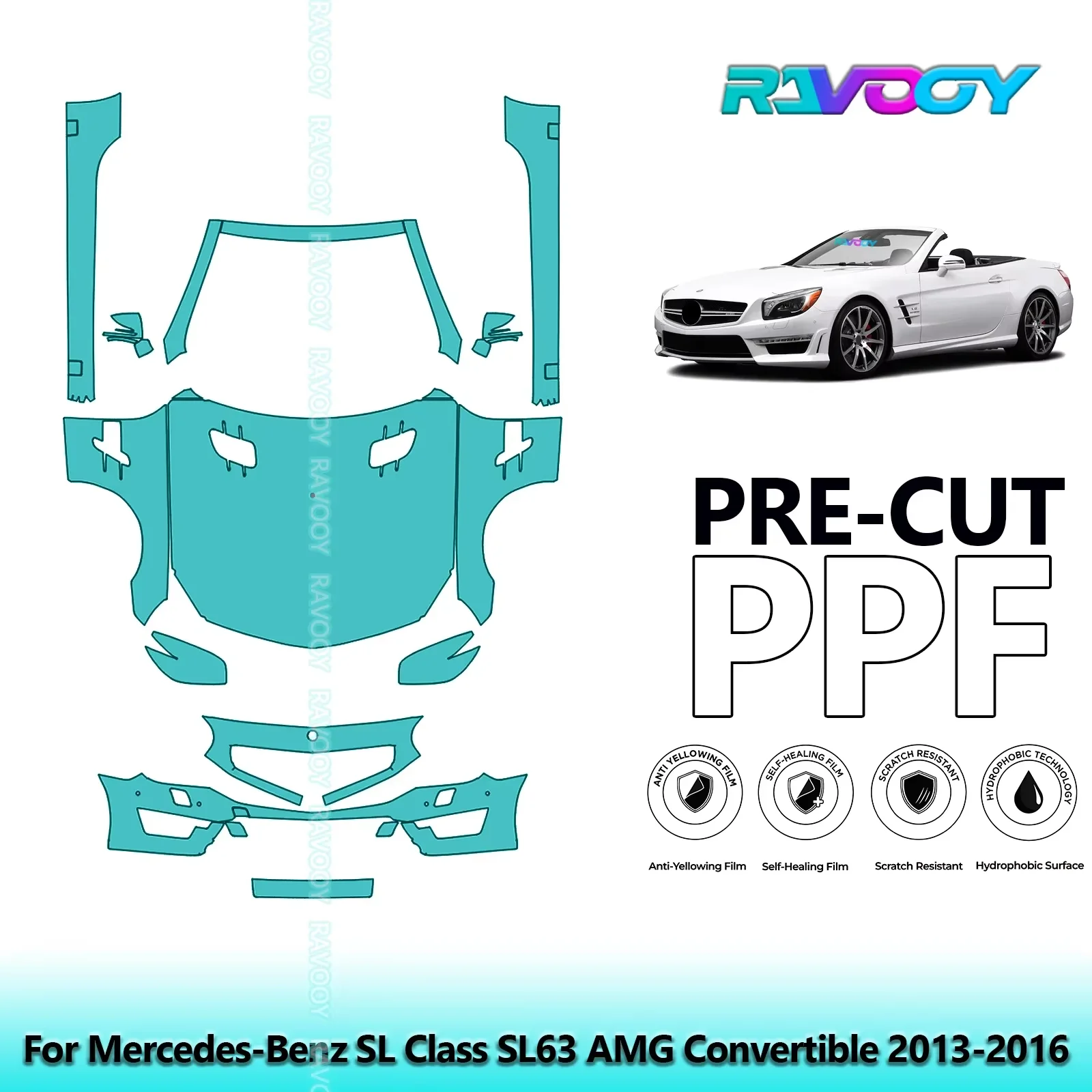 

Front Kit+Rockers Clear Bra Precut PPF Paint Protection Film For Mercedes-Benz SL Class SL63 AMG Convertible 2013-2016
