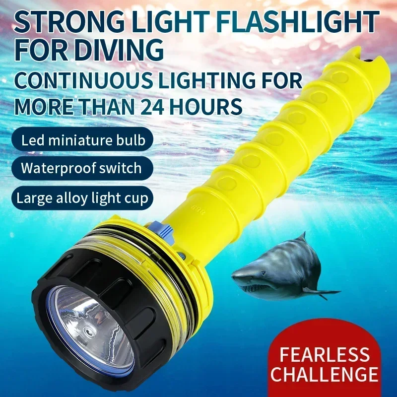 Diving Flashlight, Professional Underwater Strong Light LED Outdoor Long Lens