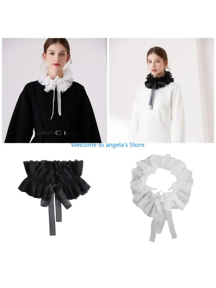 X4YC Elegant Lace Vintage Collar Fashion Layered Collar Versatiles Costume Collar