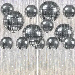 80s 90s Last Disco Ball Decor Big Shiny Silvery Balloons Tinsel Curtain Backdrop Cow Bachelorette Girl Music