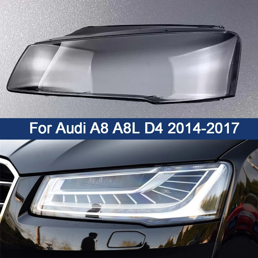For Audi A8 A8L D4 2014 2015 2016 2017 Car Headlight Lens Glass Lampcover Cover Transparent Lampshade Plastic Lens Cover