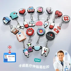 1pc Creative Nurse Doctor Style Badge Clip Retractable Badge Reel Card Holder Exhibition Name Card Parts Porta Credencial