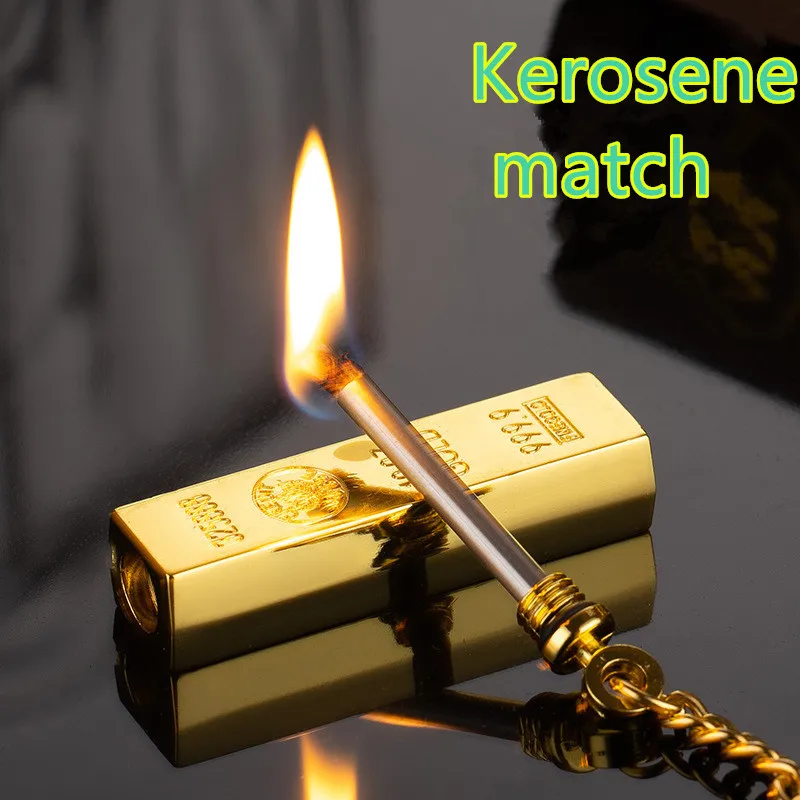 

HOT Ten Thousand Match Lighter Windproof High Value Gold Bar Shape Oil Lighter Creative Personality Anti-drop Cool Lighter