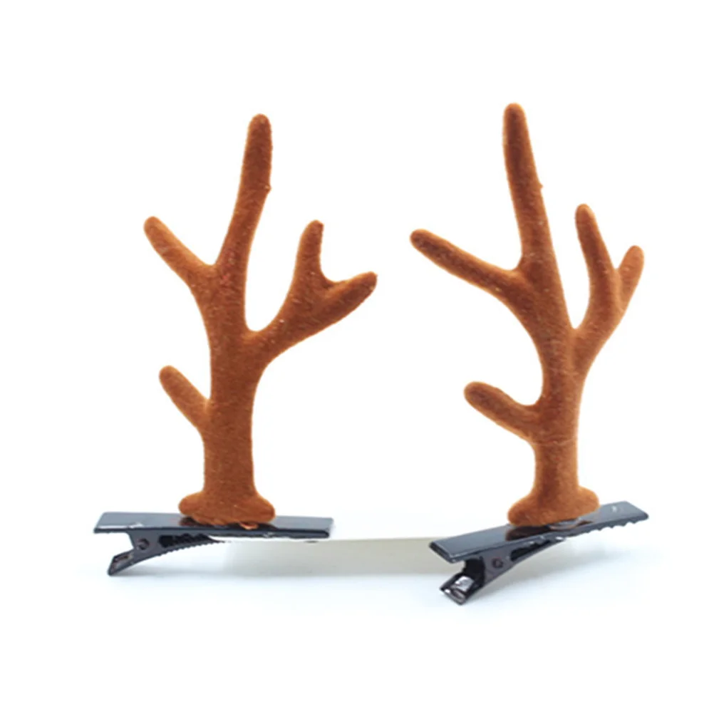 6 قطع من مشابك شعر قرون عيد الميلاد دبوس شعر الرنة الملونة لإكسسوارات الشعر للحفلات للمراهقين