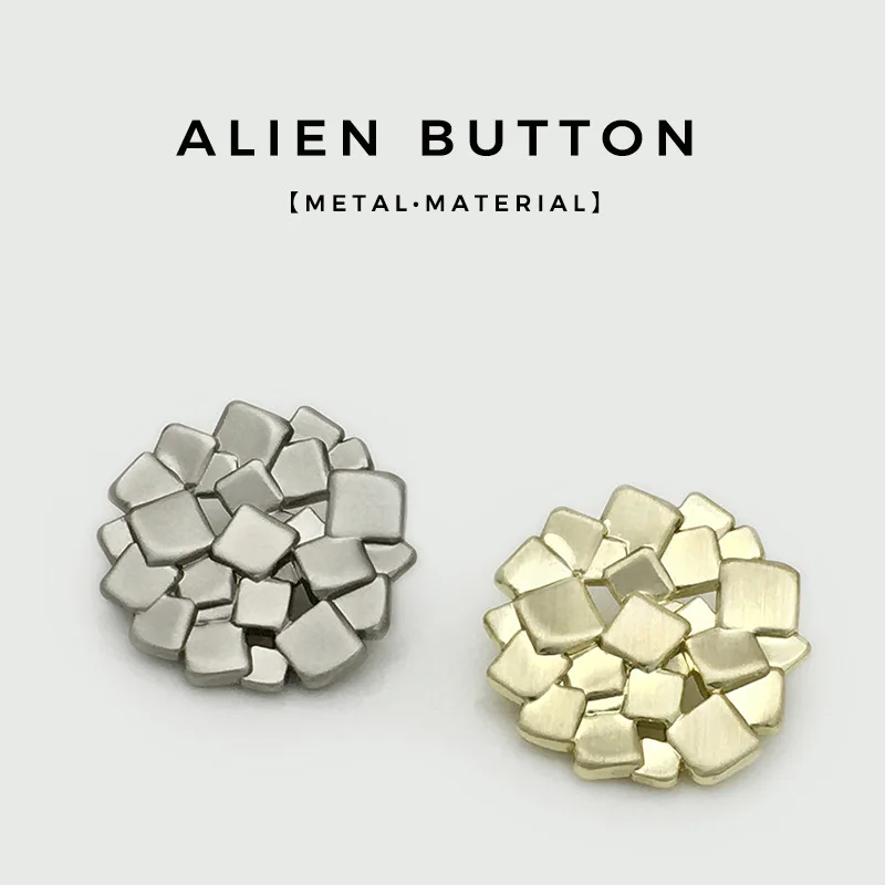 

10Pcs/lot 18-27MM Unique Shaped Small Square Hollow Flower Metal Buttons Suit Jacket Large Irregular Decorative Button N706