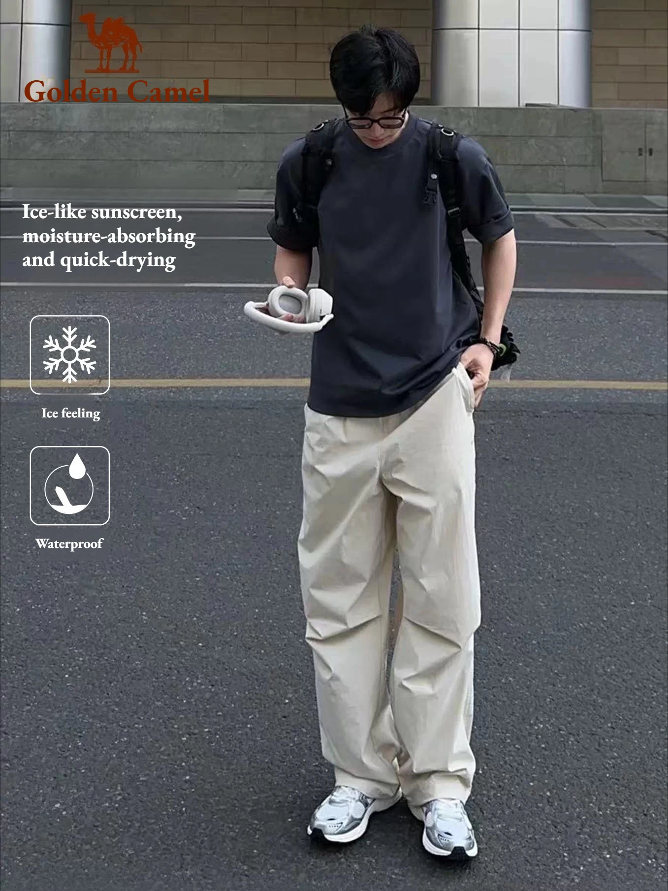 Golden Camel Men's Waterproof Hiking Pants Outdoor Sports Casual Quick Dry Camping Climbing Soft Shell Windproof Rain Trousers