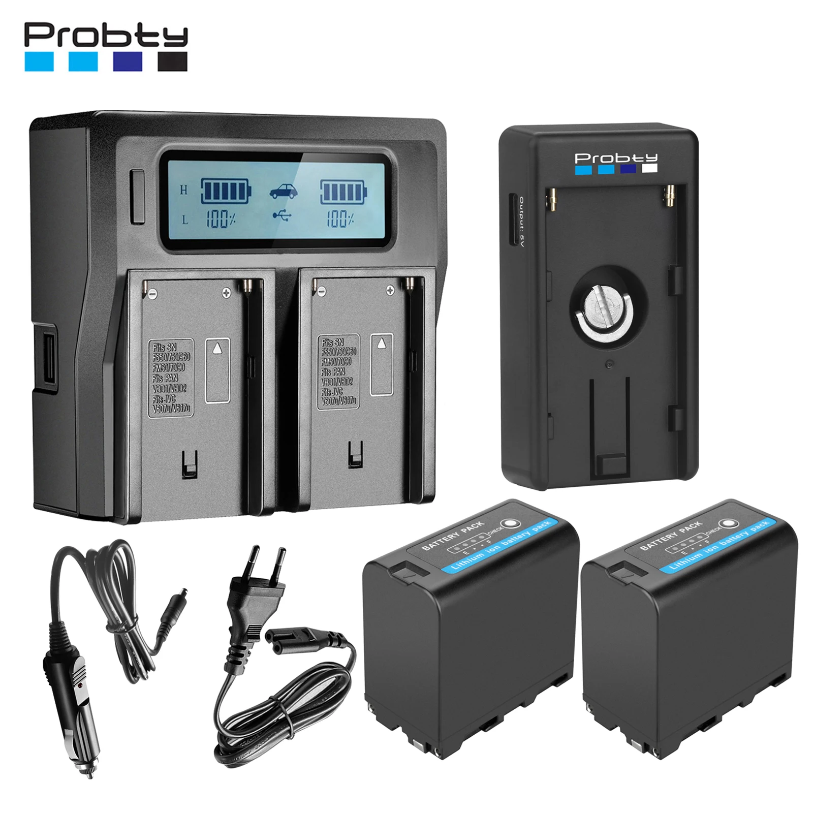 

NP-F Battery Adapter Plate for DSLR Mirrorless Cameras+ 8800mAh NP-F960 NP-F970 Replacement Batteries Charger Sets