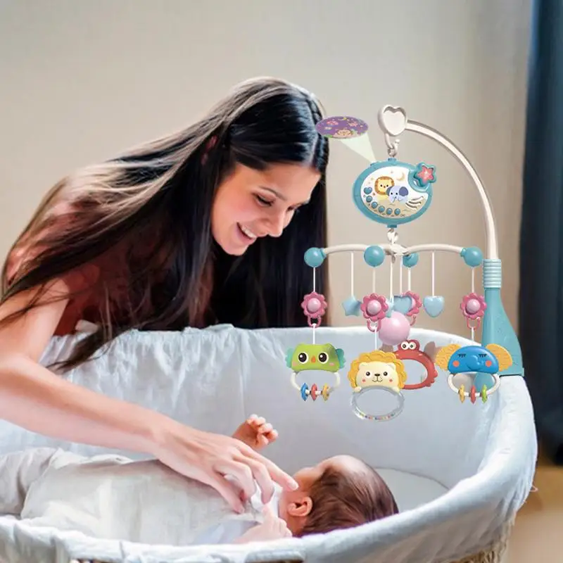 Campana de cama móvil para cuna de bebé, soporte de sonajero con Control remoto giratorio, juguetes colgantes para niños y niñas de 0 a 3 años