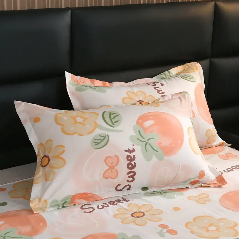 Floral Print Pillowcase Set of 2 - 100% Breathable Cotton with Envelope Closure for Dorm & Adult Bedding
