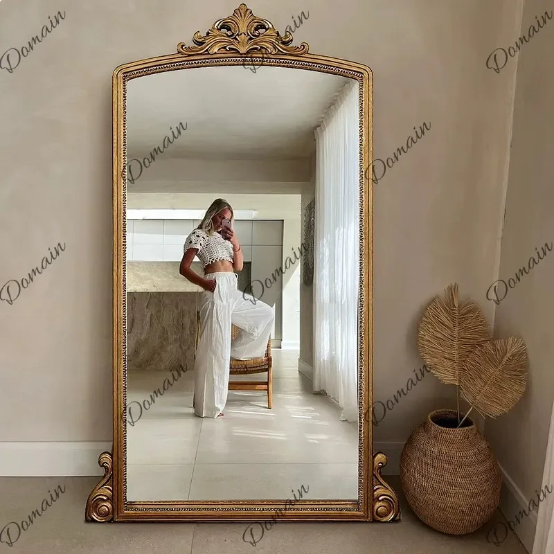 A81 Large Ornate Carved Floor Mirror - Vintage French Style Full Length Dressing Mirror For Home & Store