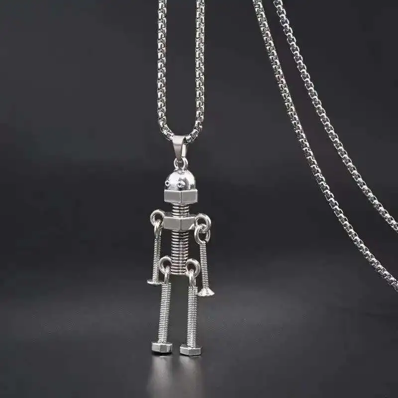 Mobil Robot Kolye Erkek Kadın San Valentin Collares Para Mujer Elastik Punk Kazak Kolye Kişiselleştirilmiş Doğum Günü Hediyesi