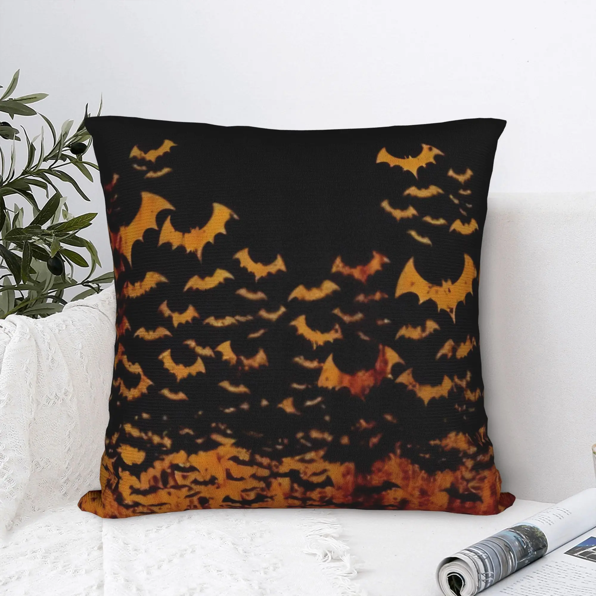Halloween Bats Spooky Ghost Square Pillow Cases  Cushion Covers Awesome Zipper Decorative Pillowcase for Car 18