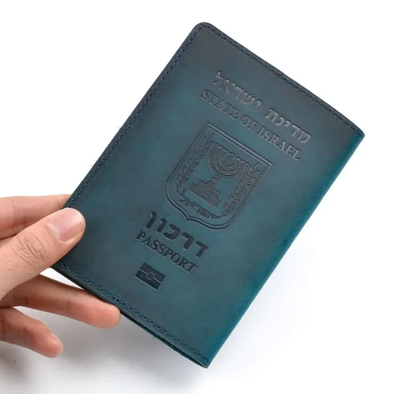 Genuine Leather Israeli Passport Cover For Israel Credit Card Holder Hebrew Passport Case Unisex Travel Wallet