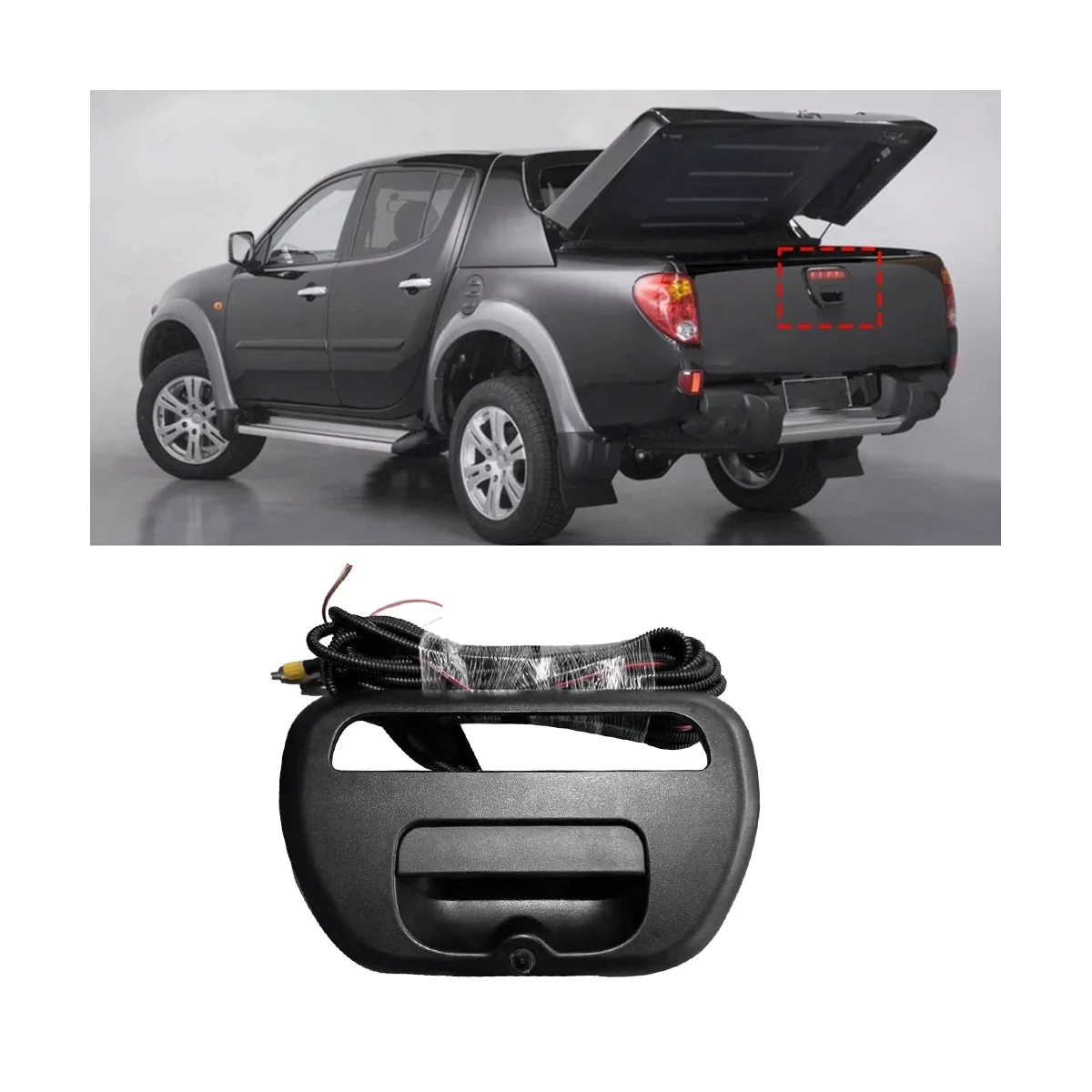 Car Tailgate Handle Bezel with Rear Camera Wire Assy MN167500XA for Mitsubishi Triton L200 2005-2015 5716A031XA 5716A041