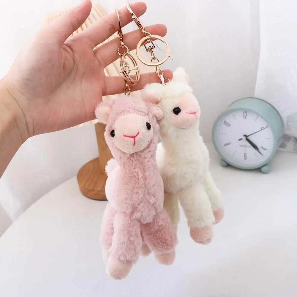 Porte-clés bibelot en peluche fait à la main, pendentif de poupée, accessoire de sac à dos, porte-clés mouton, alpaga, Animal, jouet en peluche