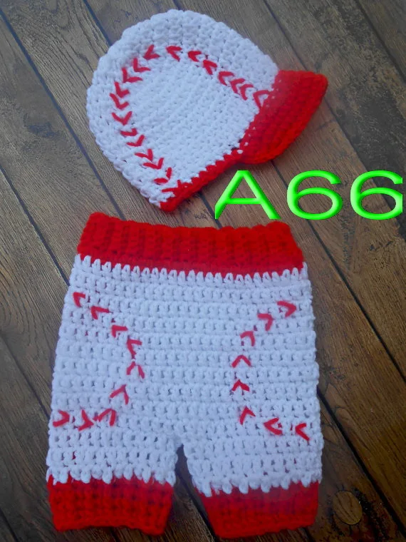 

Special clearance - Baby pure hand-crocheted Baseball Cap with Matching Diaper Cover 2pcs/set for Newborn Photo Prop 0-3Month