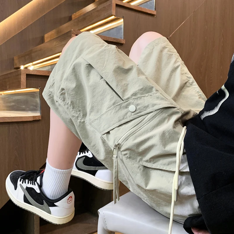 

Ice Silk Thin Casual orts Men's Summer Qui Dry Five-Quarter Pants Straight Leg Loose Fit Youthful Sle Breathable Cotton...