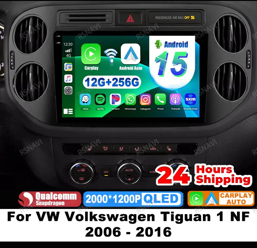 

Автомобильный радиоприемник Android 15 для VW Volkswagen Tiguan 1 NF 2006-2016 Qualcomm 5G WIFI BT Viedo Player 4G LTE Мультимедийная навигация GPS