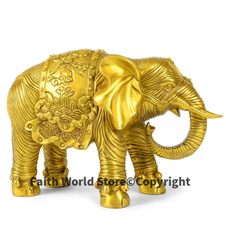 OFFICE HOME efficacious Protection auspicious Talisman Money Drawing Thailand Elephant bronze statue-33 CM LONG